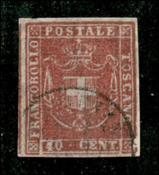 Antichi Stati Italiani - Toscana - 1860 - 40 Cent Carminio (21) Con Quattro Margini Completi (leggera Abrasione Sul Marg - Other & Unclassified
