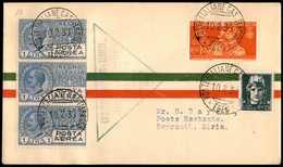 Regno - Aerogrammi - 1930 (10 Febbraio) - Castelrosso Beyrouth - AULO Primo Volo Postale - Longhi 2075 - 20 Volati - Other & Unclassified