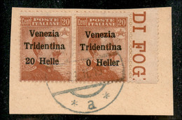 Occupazioni I Guerra Mondiale - Trentino-Alto Adige - 1918 - Coppia Del 20 Heller Su 20 Cent (30c + 30d) Con Soprastampa - Autres & Non Classés