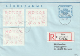 Norwegen - Brief-Aerogramm-Automatenmarken-Einschreiben - Storia Postale