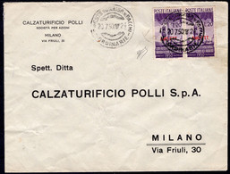 1950 20 LUG LETTERA PER MILANO AFFRANCATA CON DUE ESEMPLARI (UNO DIFETTOSO) DEL L.20 RADIODIFFUSIONE SASS 76 FIRMA BIOND - Marcofilía