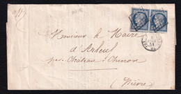 FRANCE 1851 - Paire D'YT 4 Sur Lettre De Paris Au Château Chinon - 1849-1850 Ceres