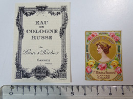 Eau De Cologne Russe De Brun Et Barbier Cannes & Rosé Du Roy - 2 étiquettes - Labels