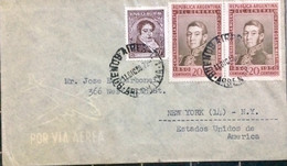 ARGENTINA 1950, COVER USED TO USA, ROVADAVIA & SAN MARTIN STAMP, FIRM LUIS ROVELLI, BUENOS  AIRES CITY CANCEL - Covers & Documents