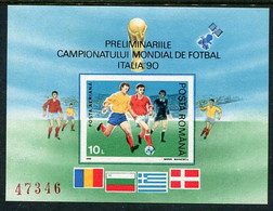 ROMANIA 1990 World Football Cup Block MNH/**.  Michel Block 260 - Unused Stamps