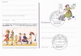 YOUTH PHILATELIC EXHIBITION, CHILDRENS, PC STATIONERY, ENTIER POSTAL, 1994, GERMANY - Postcards - Used