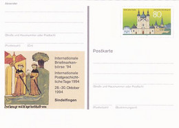 SINDELFINGEN PHILATELIC EXHIBITION, FULDA TOWN, PC STATIONERY, ENTIER POSTAL, 1994, GERMANY - Postcards - Mint