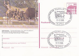 HAMELN MONUMENT, CASTLE, PC STATIONERY, ENTIER POSTAL, 1986, GERMANY - Postkaarten - Gebruikt