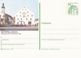 KOSCHING TOWN HALL SQUARE, CASTLE, PC STATIONERY, ENTIER POSTAL, 1980, GERMANY - Cartoline - Nuovi