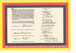 FEDERAL REPUBLIC ANNIVERSARY, PC STATIONERY, ENTIER POSTAL, 1974, GERMANY - Cartoline - Usati