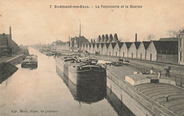 St Amand Les Eaux * La Faïencerie Et La Scarpe * Péniches Batellerie * Barge Chaland Péniche Usine Faïence - Saint Amand Les Eaux