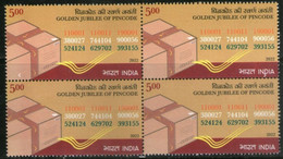 India 2022 Golden Jubilee Of Pin Code Block Of 4 MNH As Per Scan - Nuevos