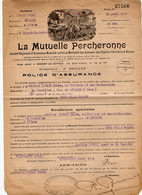 VP21.535 - NOGENT LE ROTROU 1928 - 2 Document De ¨ LA MUTUELLE PERCHERONNE ¨ Mr RENARD à GEMAGES ( Orne ) - Bank & Versicherung