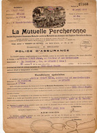 VP21.535 - NOGENT LE ROTROU 1928 - 2 Document De ¨ LA MUTUELLE PERCHERONNE ¨ Mr RENARD à GEMAGES ( Orne ) - Bank En Verzekering