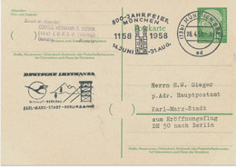 BUNDESREPUBLIK 1958 Selt. Mitläuferpost Aus MÜNCHEN Zur Deutsche Lufthansa Ost Eröffnungsflug Mit DH 50 "KARL-MARX-STADT - Brieven En Documenten