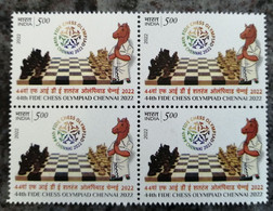 India 2022 4th FIDE Chess Olympiad Sports Games Horse Mascot Block Of 4 MNH As Per Scan - Nuevos