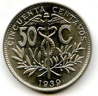 BOLIVIA 50 CENTAVOS 1939 RARA MOUNTAIN CONSERVAZIONE OTTIMA. - Bolivië