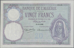 Algeria: Banque De L'Algérie, 20 Francs 15.12.1938, P.78c, Excellent Condition A - Algeria