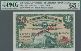 Gibraltar: Government Of Gibraltar, 1 Pound 1965 TDLR SPECIMEN, P.18s, Red Overp - Gibraltar