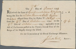 Great Britain: Royal Exchange Assurance, Payment Receipt Of 19 Shillings And 6 P - Autres & Non Classés