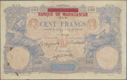 Madagascar: Banque De Madagascar 100 Francs Overprint On Banque De France 100 Fr - Madagaskar