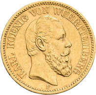 Württemberg - Anlagegold: Karl 1864-1891: 20 Mark 1873 F, Jaeger 290. 7,93 G, 90 - 5, 10 & 20 Mark Gold