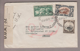 Neuseeland New Zealand 1945-04-30 Christchurch Zensur-O.A.T.-Brief Nach Stockholm Airmail - Covers & Documents