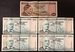 ISLANDA Iceland 5000 Kronur +  4 X 100 KRONUR 1961  LOTTO 4201 - IJsland