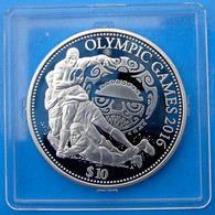 FIJI 10 $ 2013 ARGENTO OLYMPIC GAMES 2016 BRASILE RIO DE JANEIRO RUGBY PESO 20g TITOLO 0,925 CONSERVAZIONE FONDO SPECCHI - Fiji