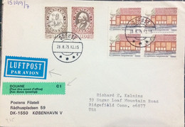 DENMARK 1975, COVER USED TO USA, NUMSKULL JACK, HANS ANDERSEN, ODENCE CITY CANCEL, AIRMAIL, DOUBLE & CUSTOMS LABEL - Cartas & Documentos