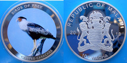 MALAWI 10 K 2010 PROOF CRESTED CARACARA BIRDS OF PREY UCCELLI PREDATORI PESO 49,6g CONSERVAZIONE FONDO SPECCHIO - Malawi