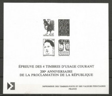 France - Epreuve Papier Cartonné - Aleschinsky, Raysse, Blais, Garrouste,  Proclamation République - N°2772à5 - Luxusentwürfe