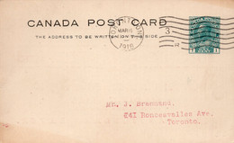 CANADA :1918: Post Card – King George V – 1 Cent -  Postal Stationery On Command (= REPIQUÉ) :  @§ MASONIC HALL – ... - 1860-1899 Reign Of Victoria