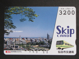 USED Carte Prépayée Japon Image Du Train Japan Prepaid Card Train Image SKIP Card LANDSCAP TOWN - Treni