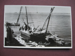 CPA PHOTO EGYPTE ASSIOUT ASYUT USYIUT Bateau De Pecheurs METIERS PECHE RARE PLAN ? - Asiut