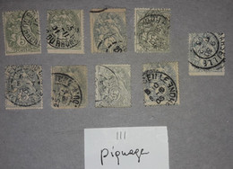 N° 111, Lot De 9 - Obl. - Variétés De Piquages - Used Stamps
