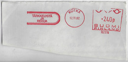 Finland 1982 Cover Fragment Meter Stamp Slogan Starch And Feed Food - Cartas & Documentos