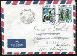 ENVELOPPE ZAIRE CORMONDRECHE 1987 / ZAIRE / JO LOS ANGELES 1984 / POUR LA SUISSE - Covers & Documents