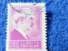 TÜRKİYE- 1942-     13.50K  PRESİDENT İNÖNÜ DAMGALI - Oblitérés
