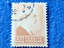 TÜRKİYE- 1942-     37K  PRESİDENT İNÖNÜ DAMGALI - Used Stamps