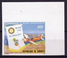 Djibouti 1980, Rotary, Plane, 1val IMPERFORATED - Djibouti (1977-...)
