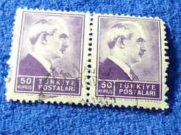 TÜRKİYE- 1942-     50 KURUŞ   PRESİDENT İNÖNÜ DAMGALI - Used Stamps