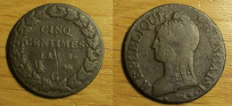 5 Centimes An 9 G - 1795-1799 French Directory