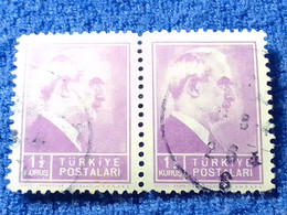 TÜRKİYE- 1942-     1.50KURUŞ   PRESİDENT İNÖNÜ DAMGALI - Oblitérés