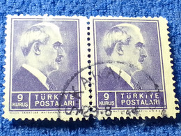 TÜRKİYE- 1942-     9K  PRESİDENT İNÖNÜ DAMGALI - Gebraucht