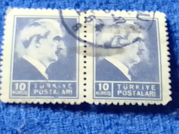 TÜRKİYE- 1942-     10KURUŞ  PRESİDENT İNÖNÜ DAMGALI - Oblitérés