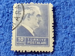 TÜRKİYE- 1942-     10KURUŞ  PRESİDENT İNÖNÜ DAMGALI - Oblitérés