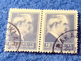 TÜRKİYE- 1942-     10KURUŞ  PRESİDENT İNÖNÜ DAMGALI - Used Stamps