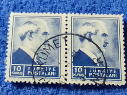 TÜRKİYE- 1942-     10KURUŞ  PRESİDENT İNÖNÜ DAMGALI - Used Stamps