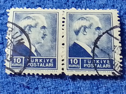 TÜRKİYE- 1942-     10KURUŞ  PRESİDENT İNÖNÜ DAMGALI - Gebraucht